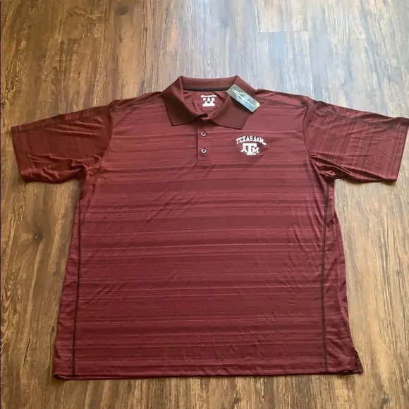 Texas A&M Aggies Golf Polo Shirt Champion Textured Stripe 2XL - Picture 2 of 9